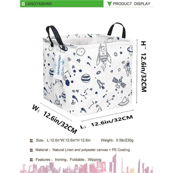 Square Storage Baskets Waterproof Canvas Children Laundry Nursery Hamper - Picture 2 of 7